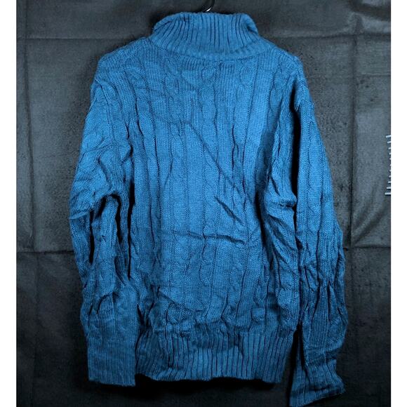 H2H Mens Sweater Blue Button Front Cardigan High Neck 100% Acrylic Medium - Picture 10 of 12